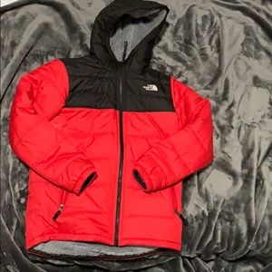 NorthFace winter coat, reversible red or gray, YM